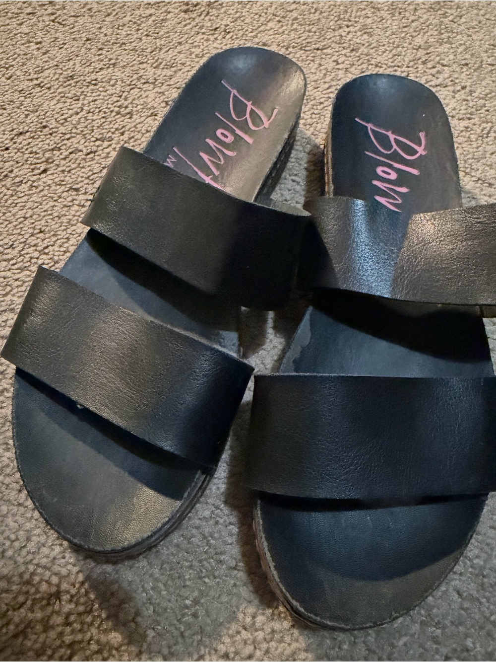 Blowfish Black Double Band Slide Sandals